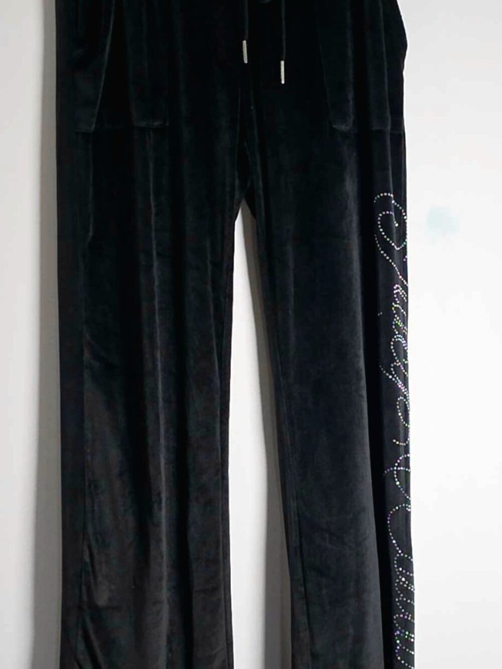 Juicy Couture Black Velour & Rhinestone Sleep Lounge Pants Womens Size SMALL